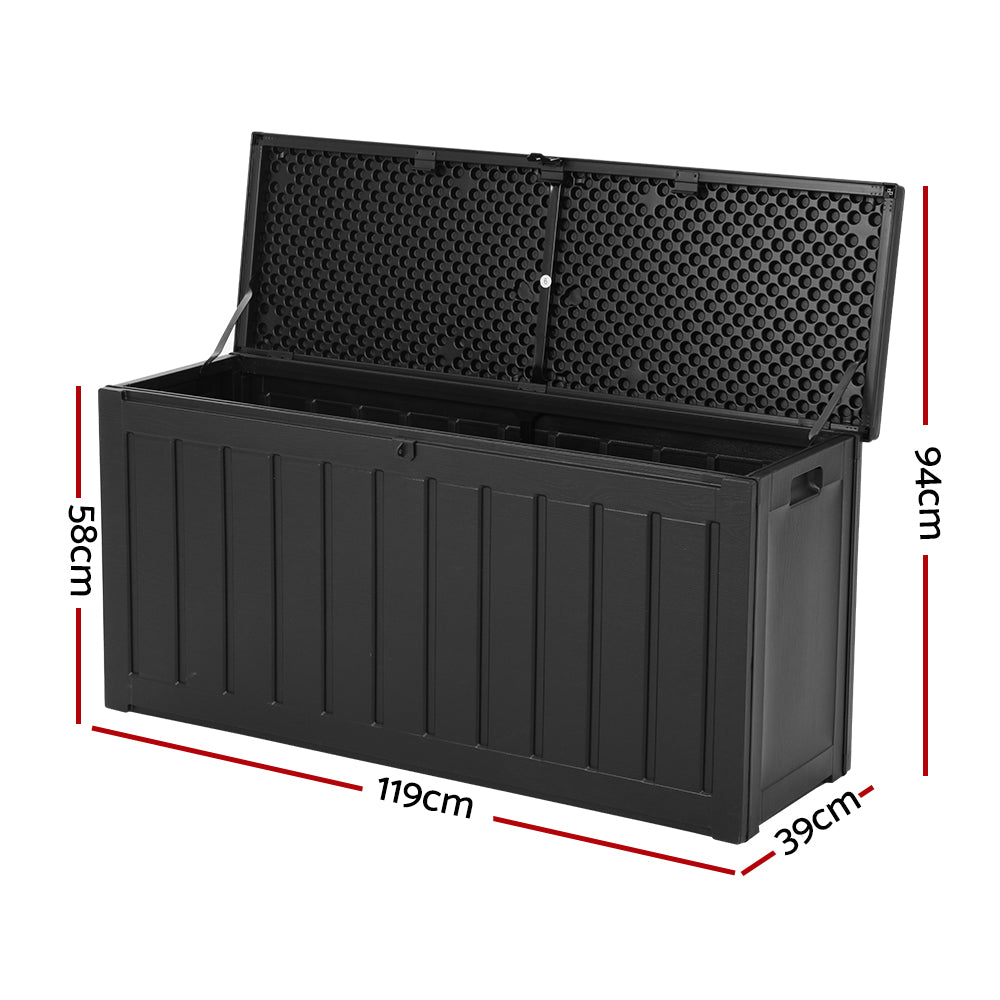 240L Outdoor Storage Box Lockable Bench Seat Garden Deck Toy Tool Sheds - image2