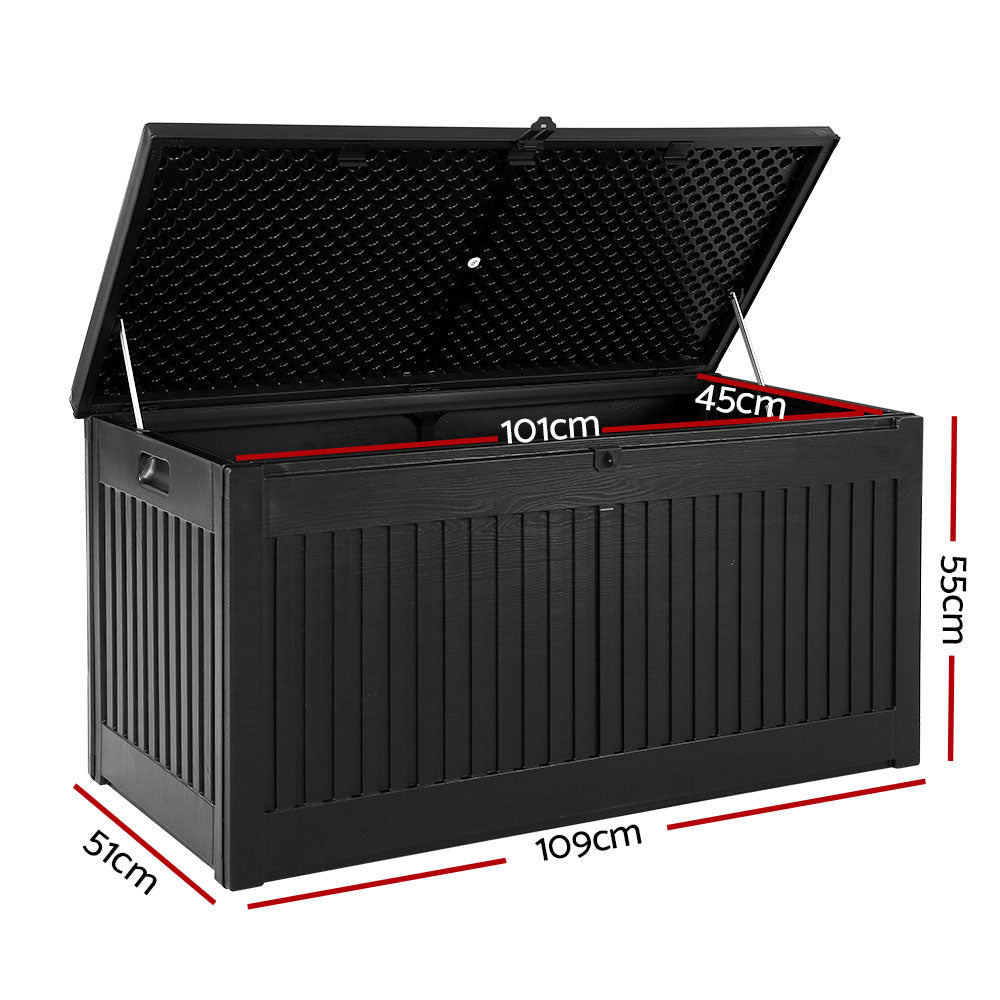 Outdoor Storage Box Container Garden Toy Indoor Tool Chest Sheds 270L Black - image2