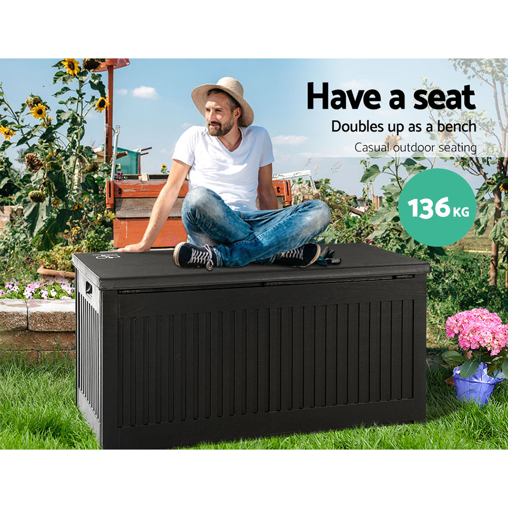 Outdoor Storage Box Container Garden Toy Indoor Tool Chest Sheds 270L Black - image5