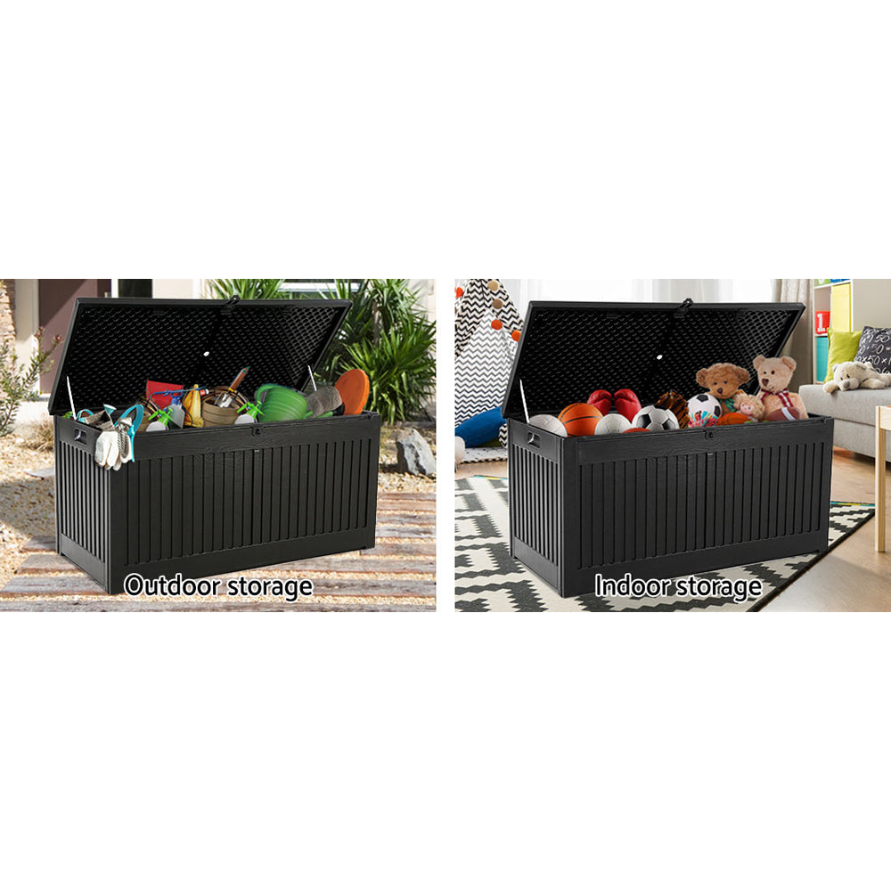 Outdoor Storage Box Container Garden Toy Indoor Tool Chest Sheds 270L Black - image6