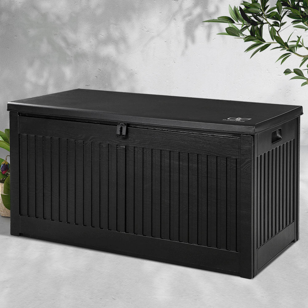 Outdoor Storage Box Container Garden Toy Indoor Tool Chest Sheds 270L Black - image7