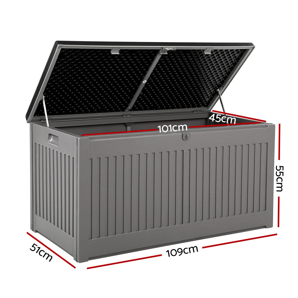 Outdoor Storage Box Container Garden Toy Indoor Tool Chest Sheds 270L Dark Grey - image2