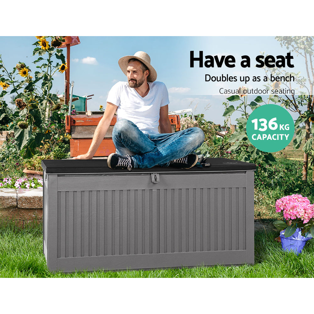 Outdoor Storage Box Container Garden Toy Indoor Tool Chest Sheds 270L Dark Grey - image5