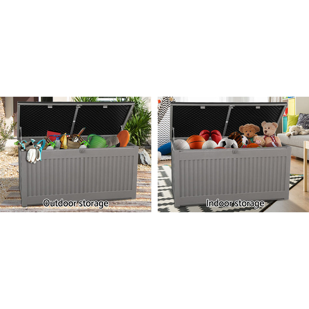 Outdoor Storage Box Container Garden Toy Indoor Tool Chest Sheds 270L Dark Grey - image6