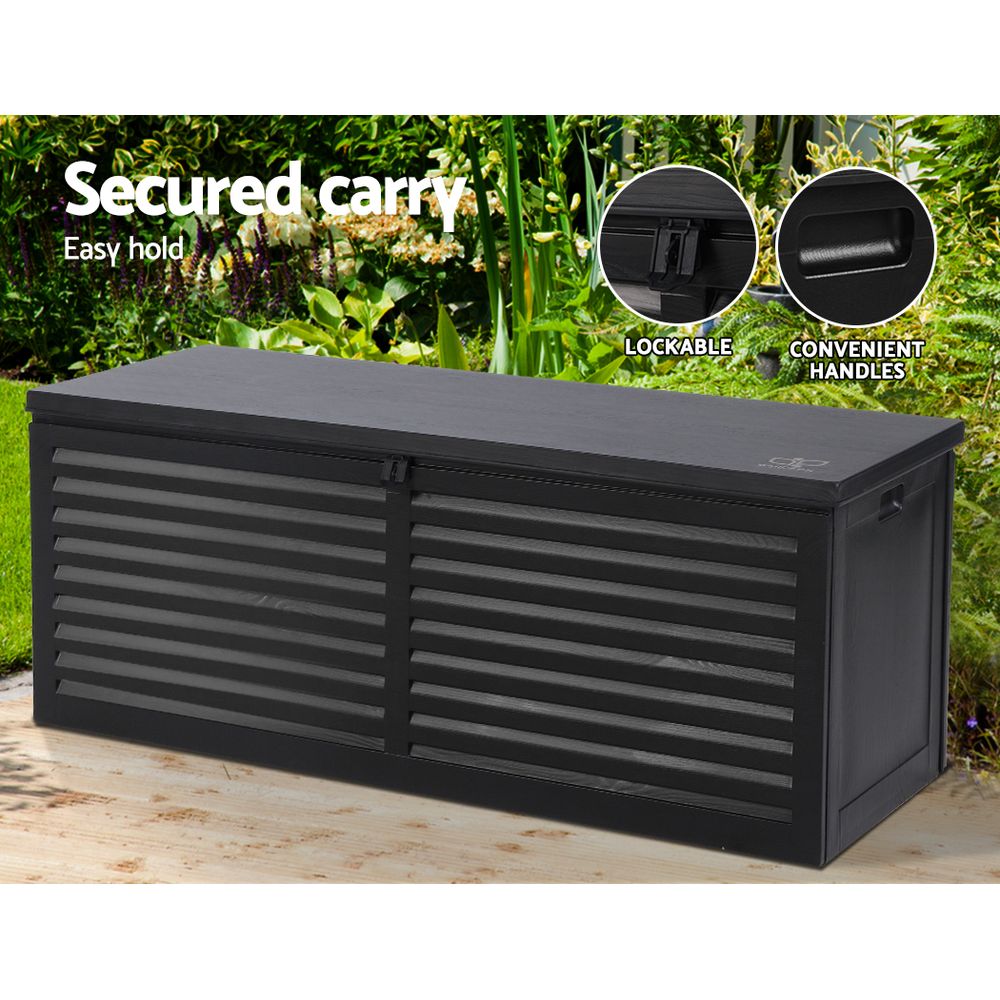 Outdoor Storage Box 390L Container Lockable Toy Tools Shed Deck Garden - image6