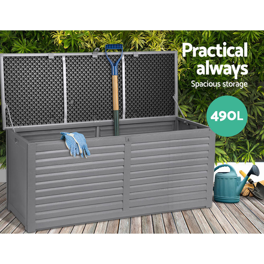 Outdoor Storage Box 490L Bench Seat Indoor Garden Toy Tool Sheds Chest - image4