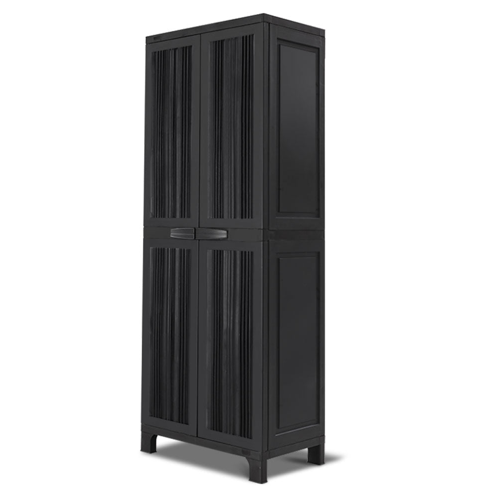 Outdoor Storage Cabinet Lockable Tall Garden Sheds Garage Adjustable Black 173CM - image3