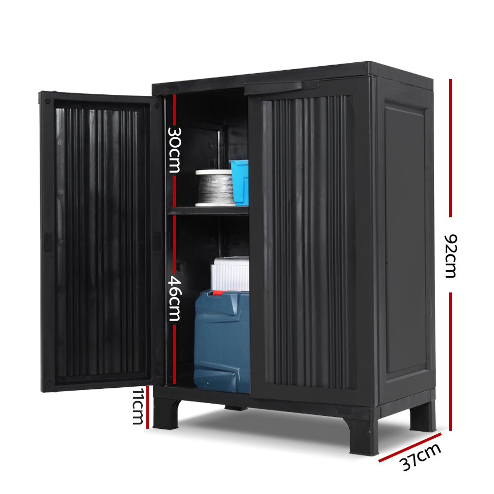 Gardeon Outdoor Storage Cabinet Cupboard Lockable Garden Sheds Adjustable Black - image2