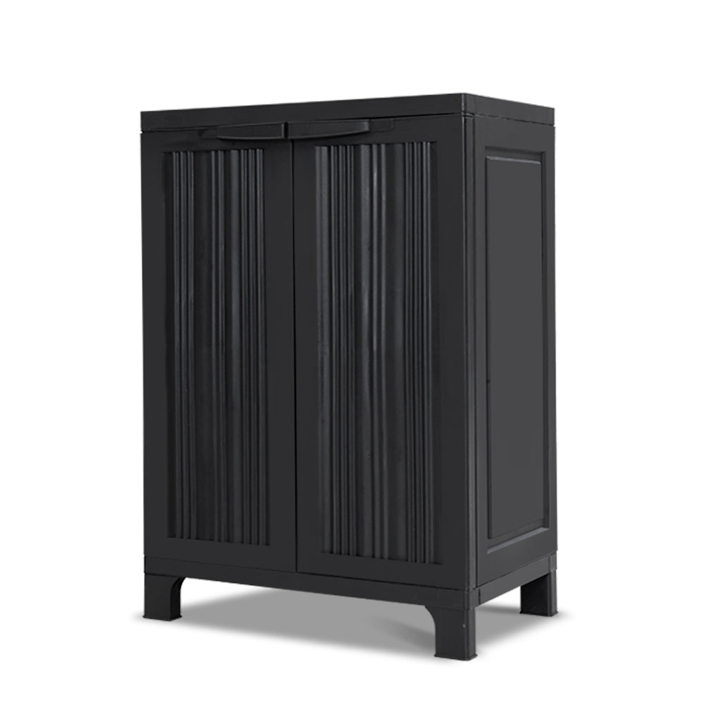 Gardeon Outdoor Storage Cabinet Cupboard Lockable Garden Sheds Adjustable Black - image3