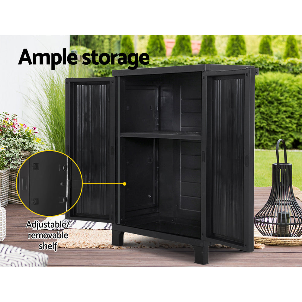 Gardeon Outdoor Storage Cabinet Cupboard Lockable Garden Sheds Adjustable Black - image6