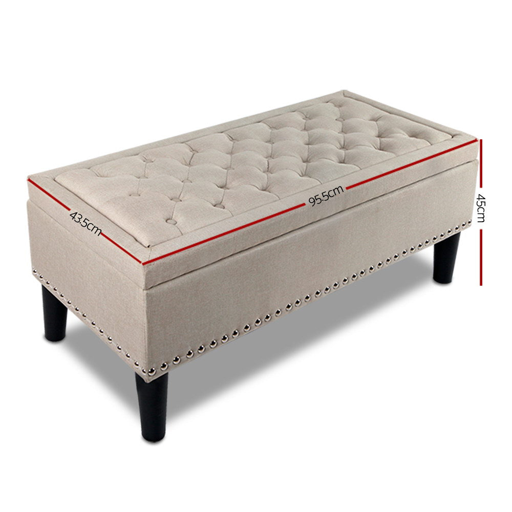 Fabric Storage Ottoman - Taupe - image2