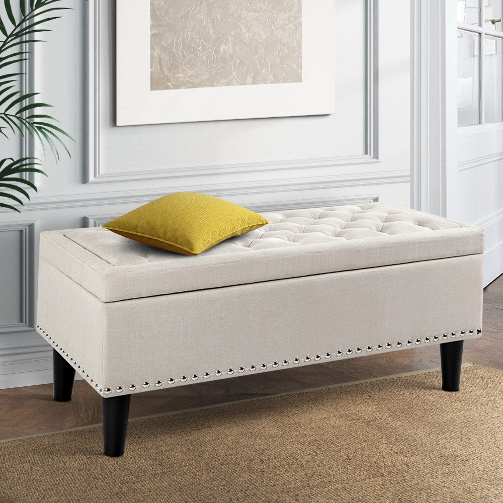 Fabric Storage Ottoman - Taupe - image7