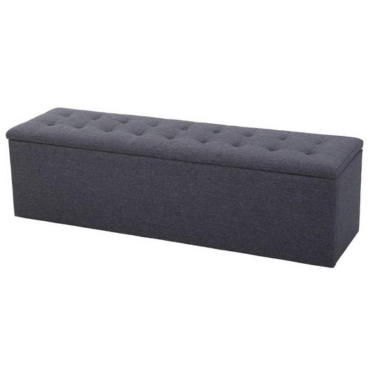 Storage Ottoman Blanket Box Linen Foot Stool Rest Chest Couch Grey - image1