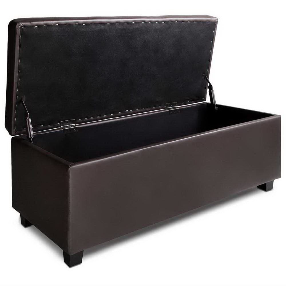 PU Leather Storage Ottoman - Brown - image5