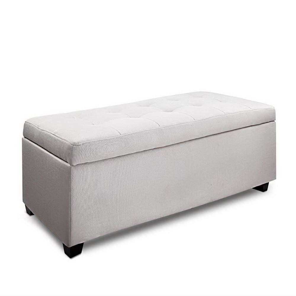 Large Fabric Storage Ottoman - Beige - image1