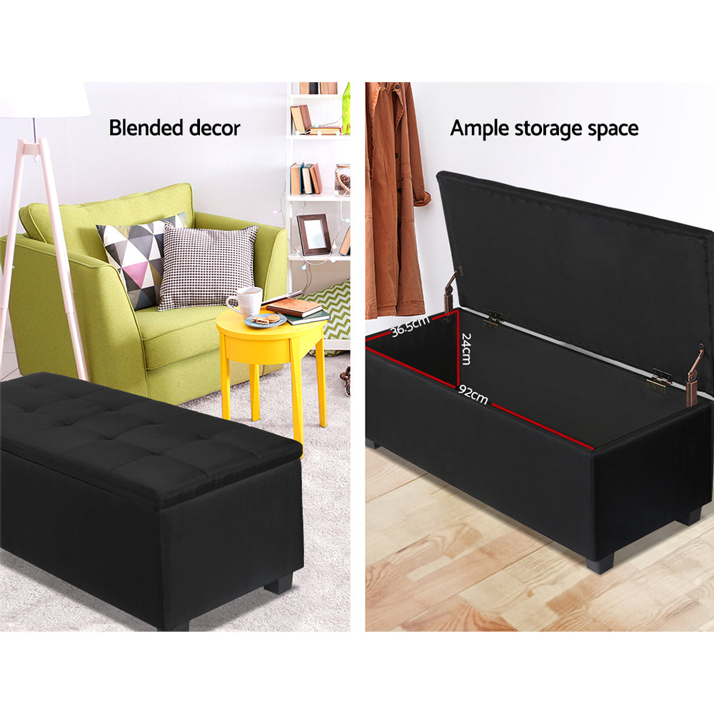 Large Fabric Storage Ottoman - Black - image4