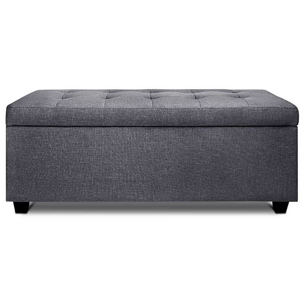 Large Fabric Storage Ottoman - Grey - image3