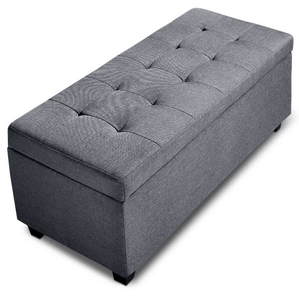 Large Fabric Storage Ottoman - Grey - image4