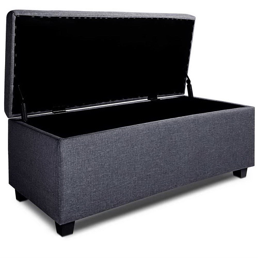 Large Fabric Storage Ottoman - Grey - image5