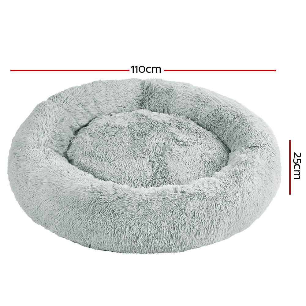 Pet Bed Dog Cat Calming Bed Extra Large 110cm Light Grey Sleeping Comfy Washable - image2