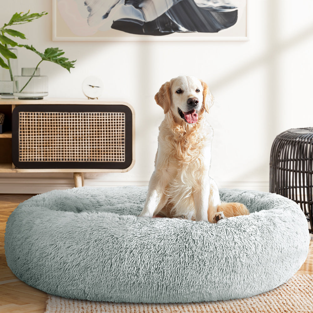 Pet Bed Dog Cat Calming Bed Extra Large 110cm Light Grey Sleeping Comfy Washable - image8