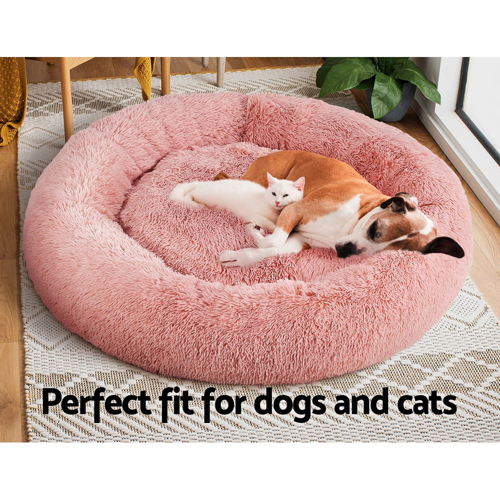 Pet Bed Dog Cat Calming Bed Extra Large 110cm Pink Sleeping Comfy Washable - image7