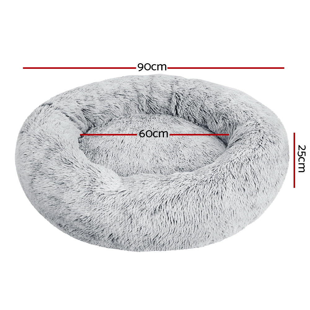 Pet Bed Dog Cat Calming Bed Large 90cm Charcoal Sleeping Comfy Cave Washable - image2