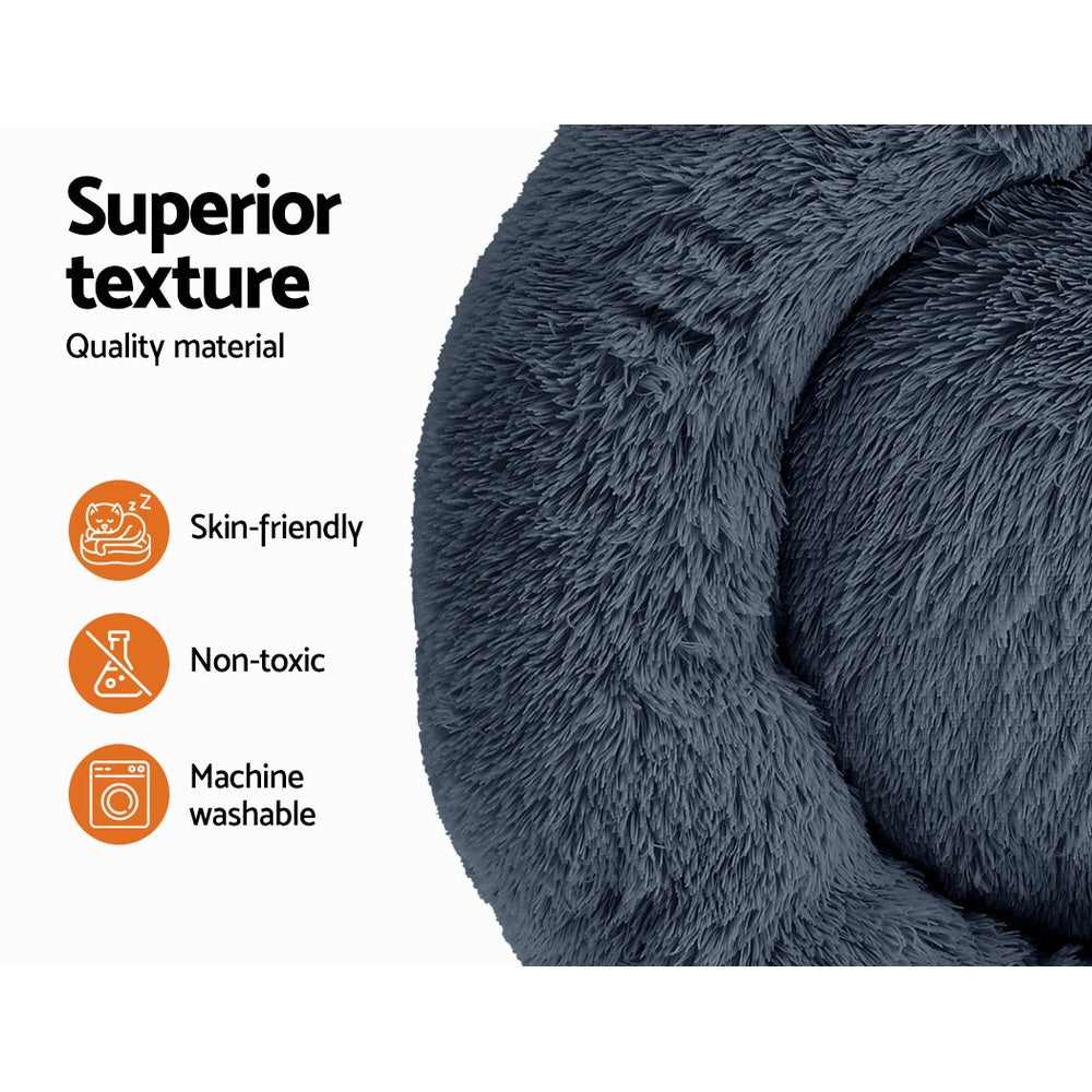 Pet Bed Dog Cat Calming Bed Large 90cm Dark Grey Sleeping Comfy Cave Washable - image4