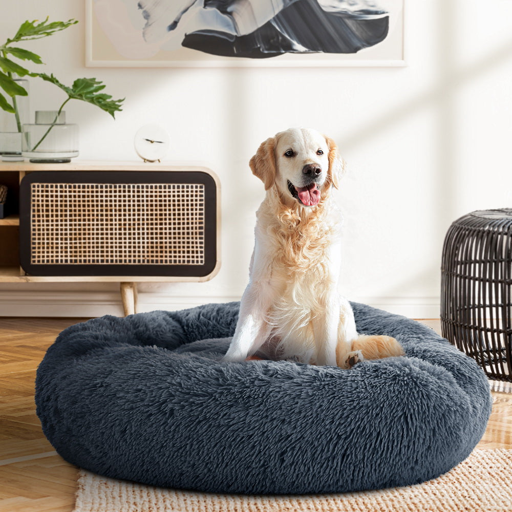 Pet Bed Dog Cat Calming Bed Large 90cm Dark Grey Sleeping Comfy Cave Washable - image8