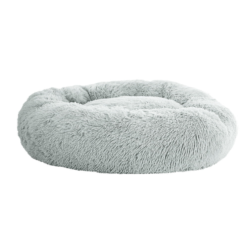 Pet Bed Dog Cat Calming Bed Large 90cm Light Grey Sleeping Comfy Cave Washable - image1