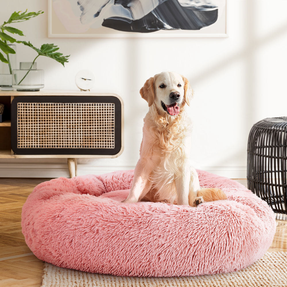 Pet Bed Dog Cat Calming Bed Large 90cm Pink Sleeping Comfy Cave Washable - image8