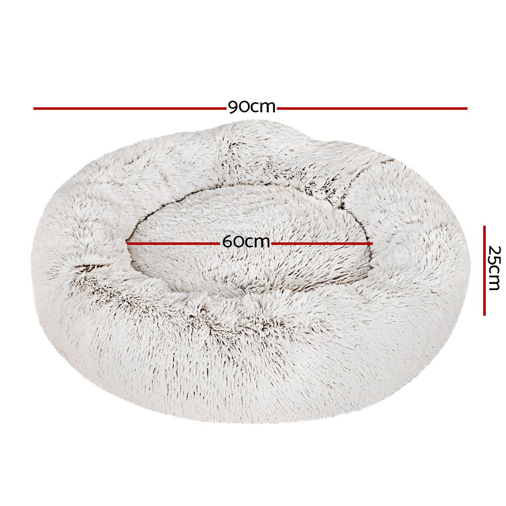 Pet Bed Dog Cat Calming Bed Large 90cm White Sleeping Comfy Cave Washable - image2