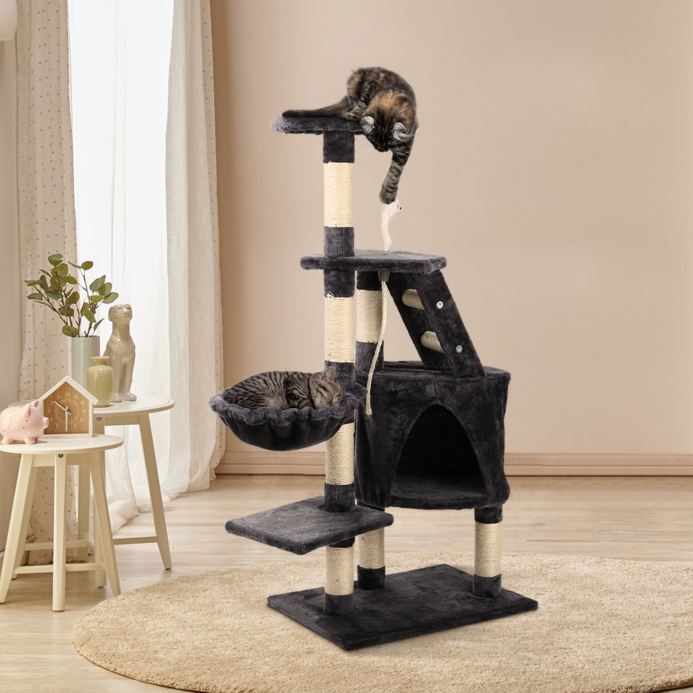Cat Tree 120cm Trees Scratching Post Scratcher Tower Condo House Furniture Wood Multi Level - image9