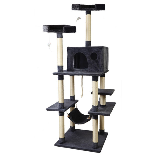 Cat Tree 184cm Trees Scratching Post Scratcher Tower Condo House Furniture Wood - image1