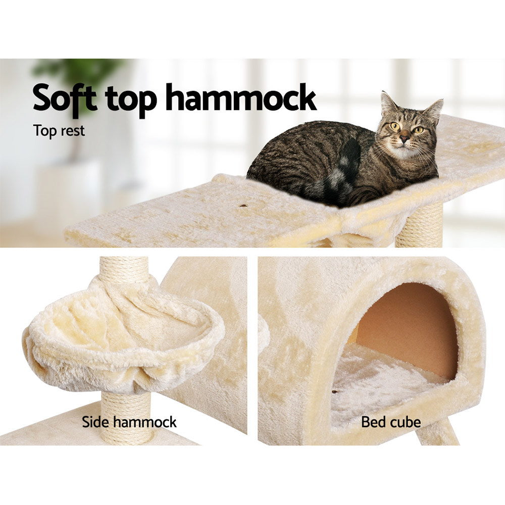 Cat Tree 100cm Trees Scratching Post Scratcher Tower Condo House Furniture Wood Beige - image5