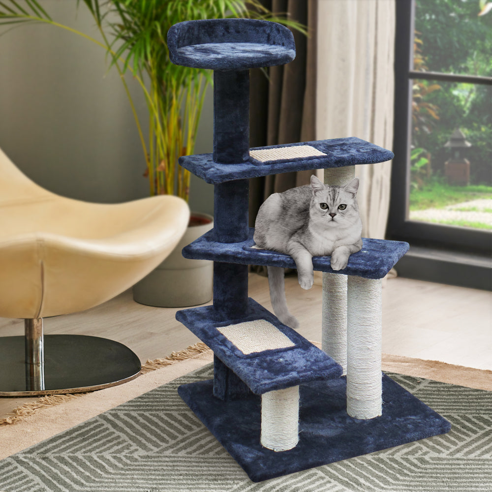 Cat Tree 100cm Trees Scratching Post Scratcher Tower Condo House Furniture Wood Steps - image9