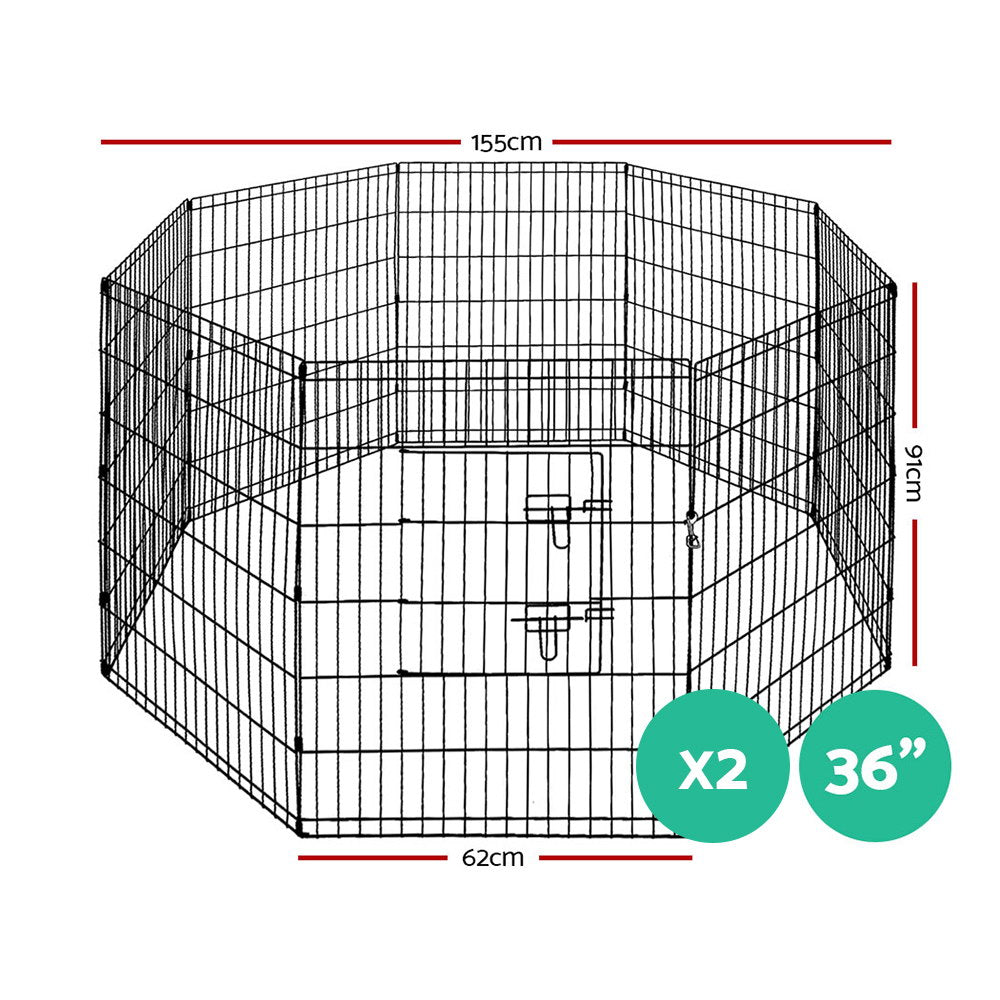2X36" 8 Panel Pet Dog Playpen Puppy Exercise Cage Enclosure Fence Play Pen - image2