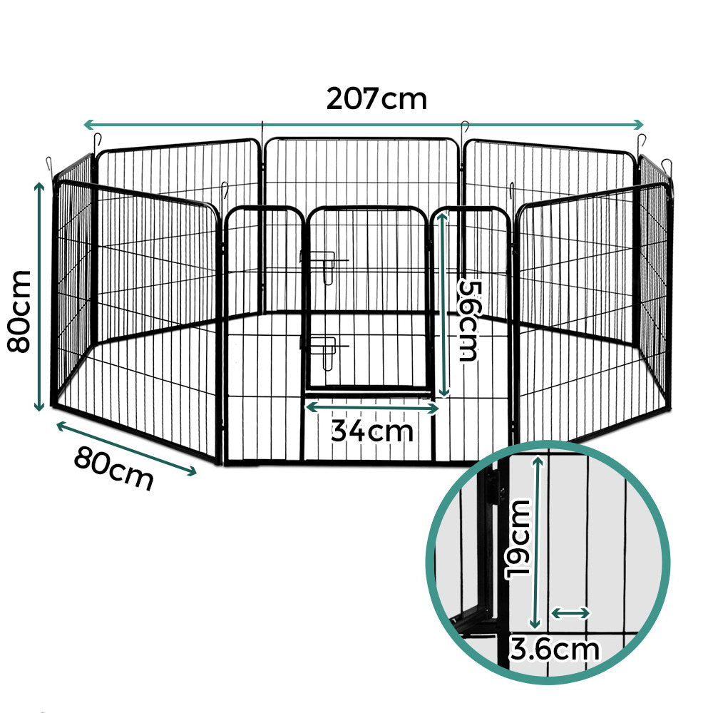 8 Panel Pet Dog Playpen Puppy Exercise Cage Enclosure Fence Play Pen 80x80cm - image2