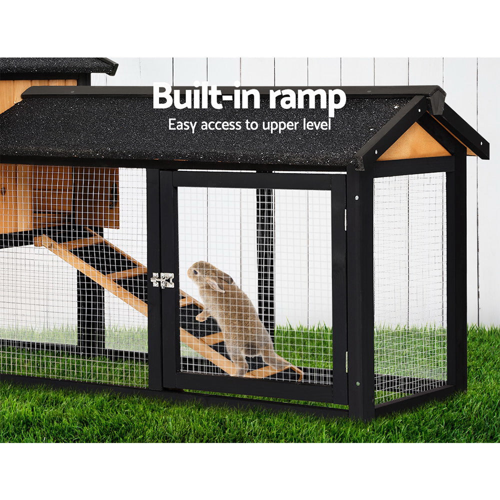 Rabbit Hutch Hutches Large Metal Run Wooden Cage Waterproof Outdoor Pet House Chicken Coop Guinea Pig Ferret Chinchilla Hamster 165cm x 52cm x 86cm - image5