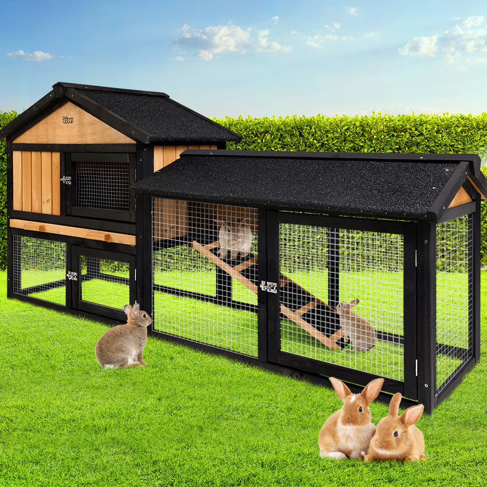 Rabbit Hutch Hutches Large Metal Run Wooden Cage Waterproof Outdoor Pet House Chicken Coop Guinea Pig Ferret Chinchilla Hamster 165cm x 52cm x 86cm - image7