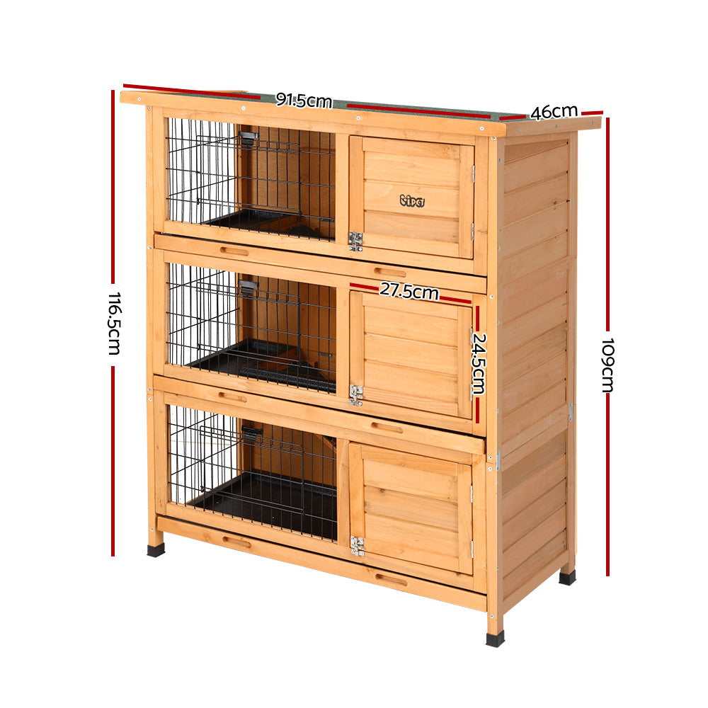 Rabbit Hutch Hutches Large Metal Run Wooden Cage Waterproof Outdoor Pet House Chicken Coop Guinea Pig Ferret Chinchilla Hamster 91.5cm x 46cm x 116.5cm - image2