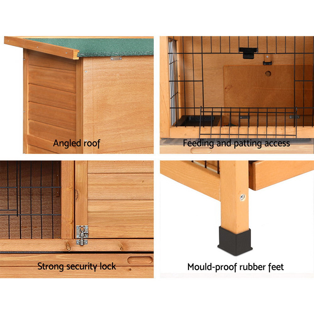 Rabbit Hutch Hutches Large Metal Run Wooden Cage Waterproof Outdoor Pet House Chicken Coop Guinea Pig Ferret Chinchilla Hamster 91.5cm x 46cm x 116.5cm - image5