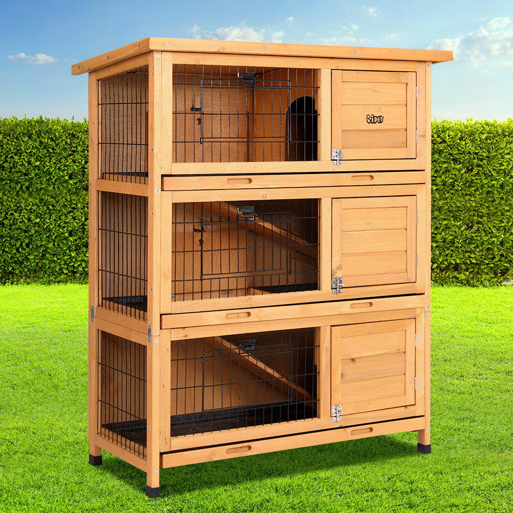 Rabbit Hutch Hutches Large Metal Run Wooden Cage Waterproof Outdoor Pet House Chicken Coop Guinea Pig Ferret Chinchilla Hamster 91.5cm x 46cm x 116.5cm - image7