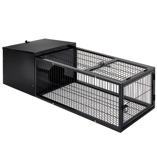 Rabbit Cage Hutch Cages Indoor Outdoor Hamster Enclosure Pet Metal Carrier 122CM Length - image1