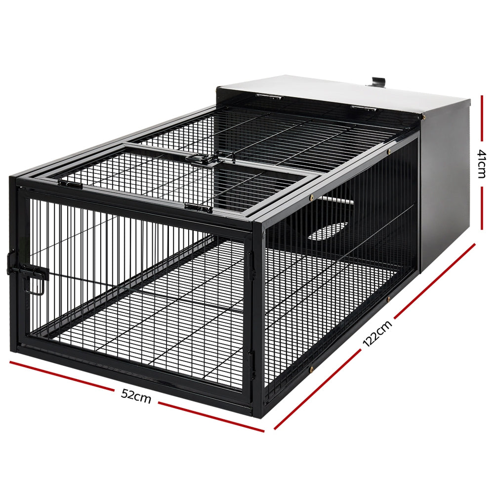 Rabbit Cage Hutch Cages Indoor Outdoor Hamster Enclosure Pet Metal Carrier 122CM Length - image2
