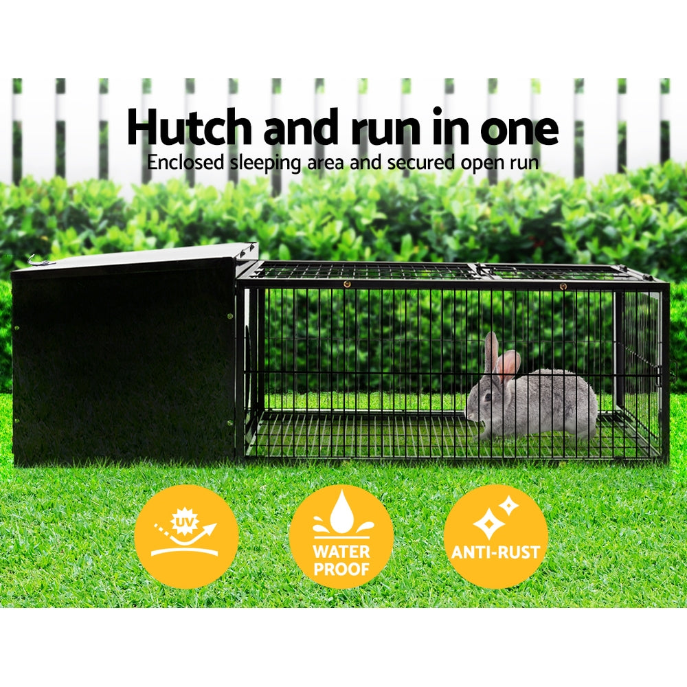 Rabbit Cage Hutch Cages Indoor Outdoor Hamster Enclosure Pet Metal Carrier 122CM Length - image4