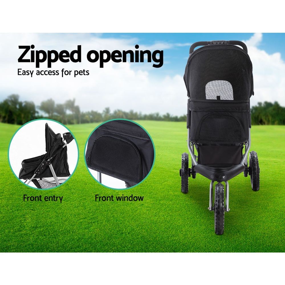 Pet Stroller Dog Carrier Foldable Pram Large Black - image7