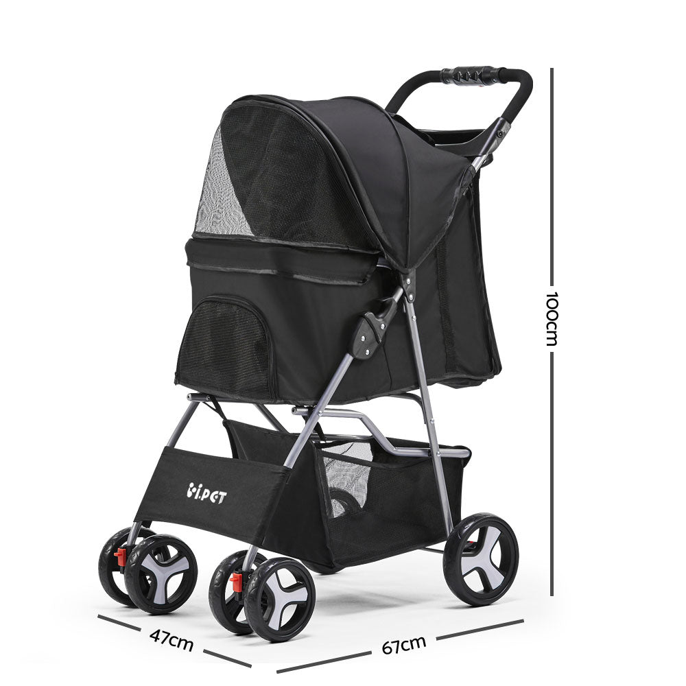 4 Wheel Pet Stroller - Black - image2