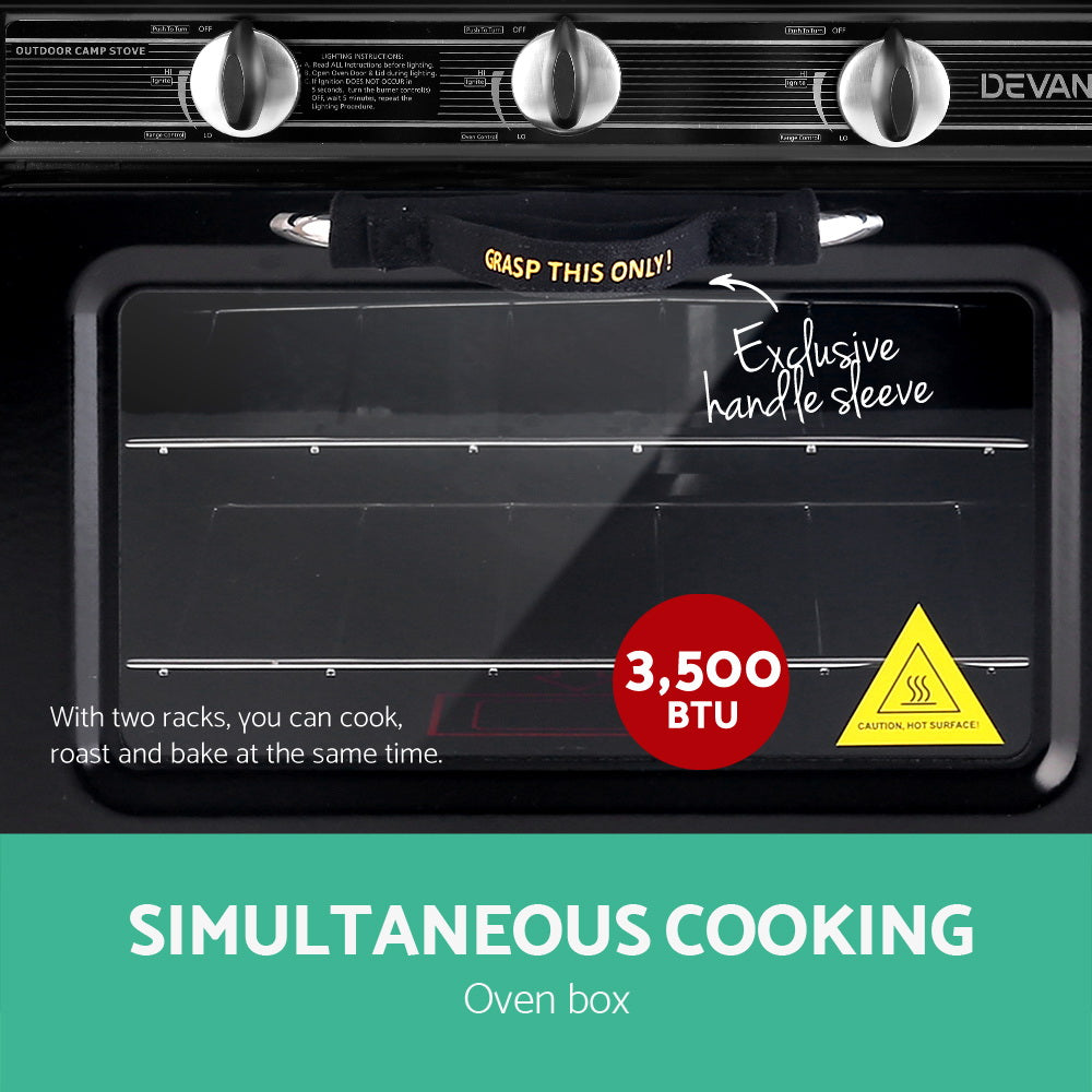 3 Burner Portable Oven - Black & Yellow - image5