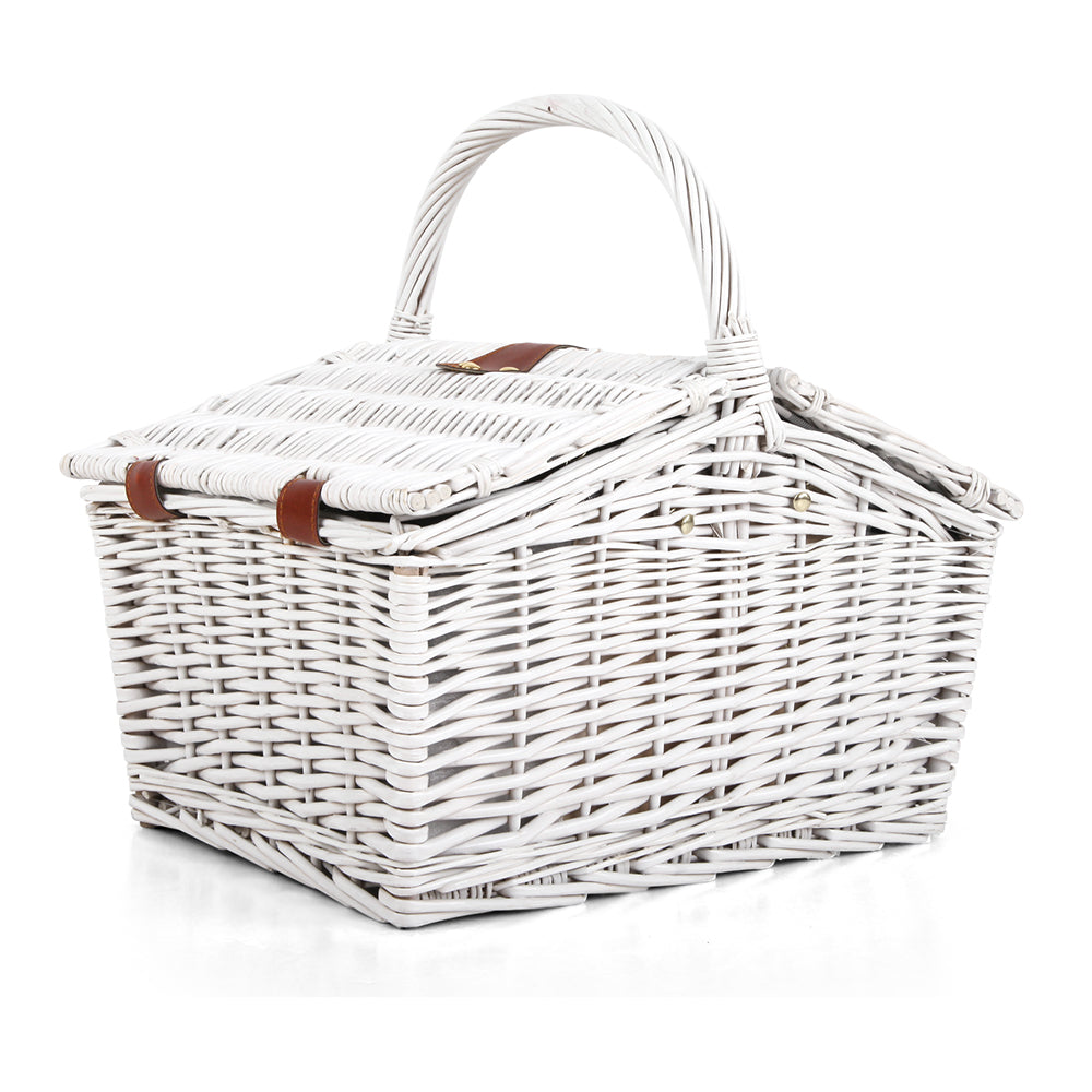 2 Person Picnic Basket Baskets White Deluxe Outdoor Corporate Blanket Park - image3
